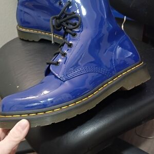 Dr. Martens Glossy Blue Ankle Boots